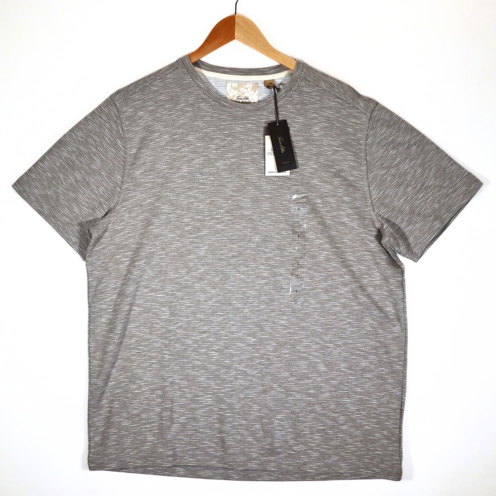 Tasso Elba Mens L Brown NWT Space Dye Island Sun Tee Shirt UPF UV Performance